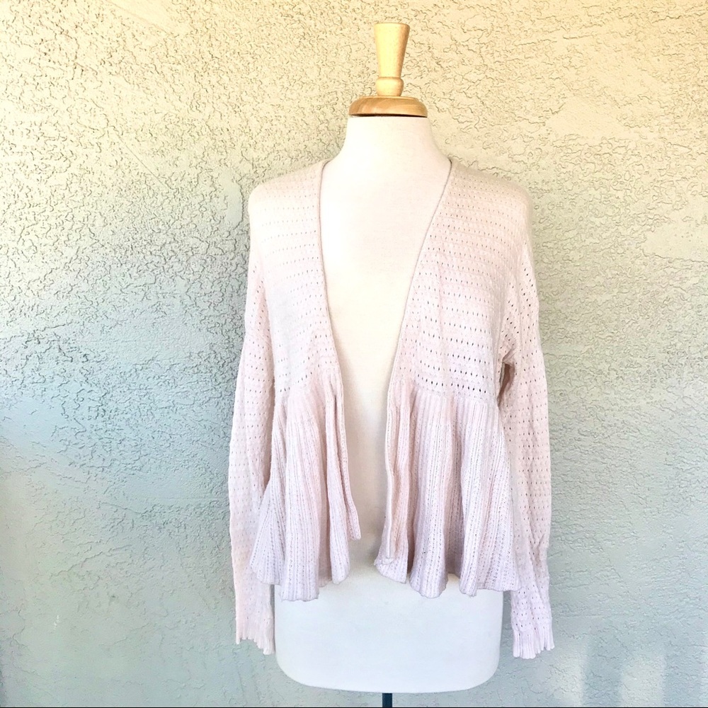 ANTHROPOLOGIE Pointelle Peplum Cardigan | Moth - Picture 2 of 8